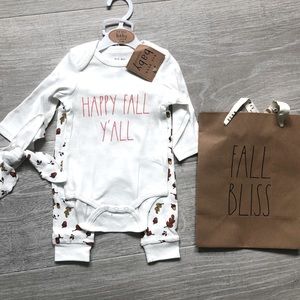Rae Dunn Baby Happy Fall Y’all 3 piece set 3-6M